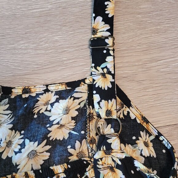 Wild Fable Floral Cropped Jumpsuit L Pockets Boho Cottagecore Country Girl - Picture 9 of 14